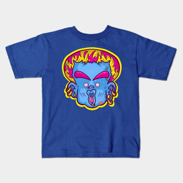 Big Head Colorful Cartoon Illustration Kids T-Shirt by GRUEICE